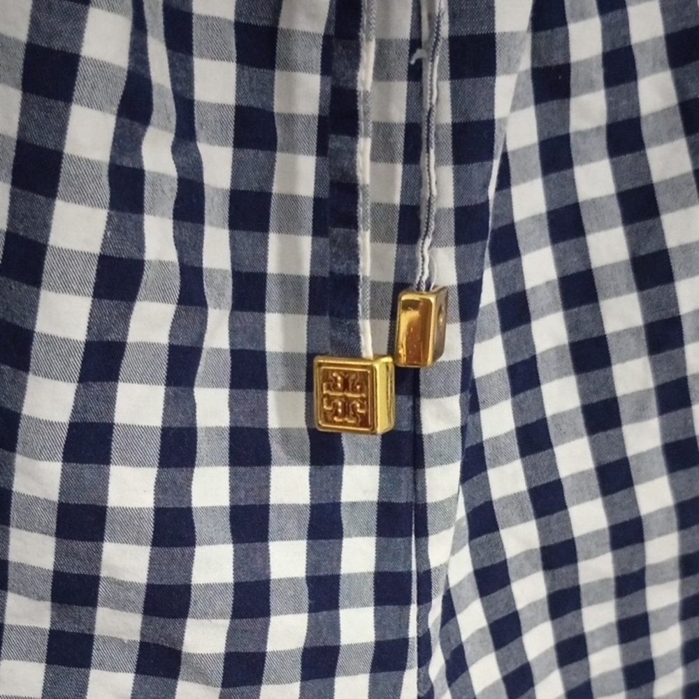 Tory Burch Womens Navy and White Checkered Romper - Picture 3 of 7